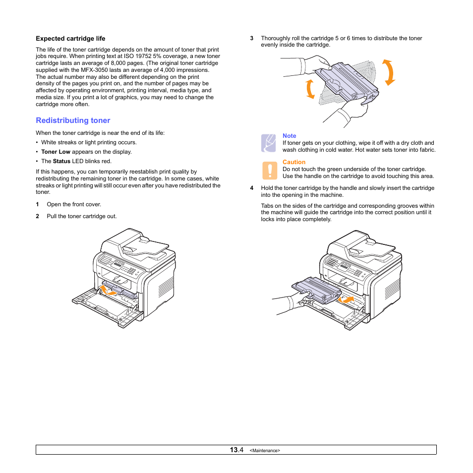 Redistributing toner | Muratec MFX-3050 User Manual | Page 66 / 142