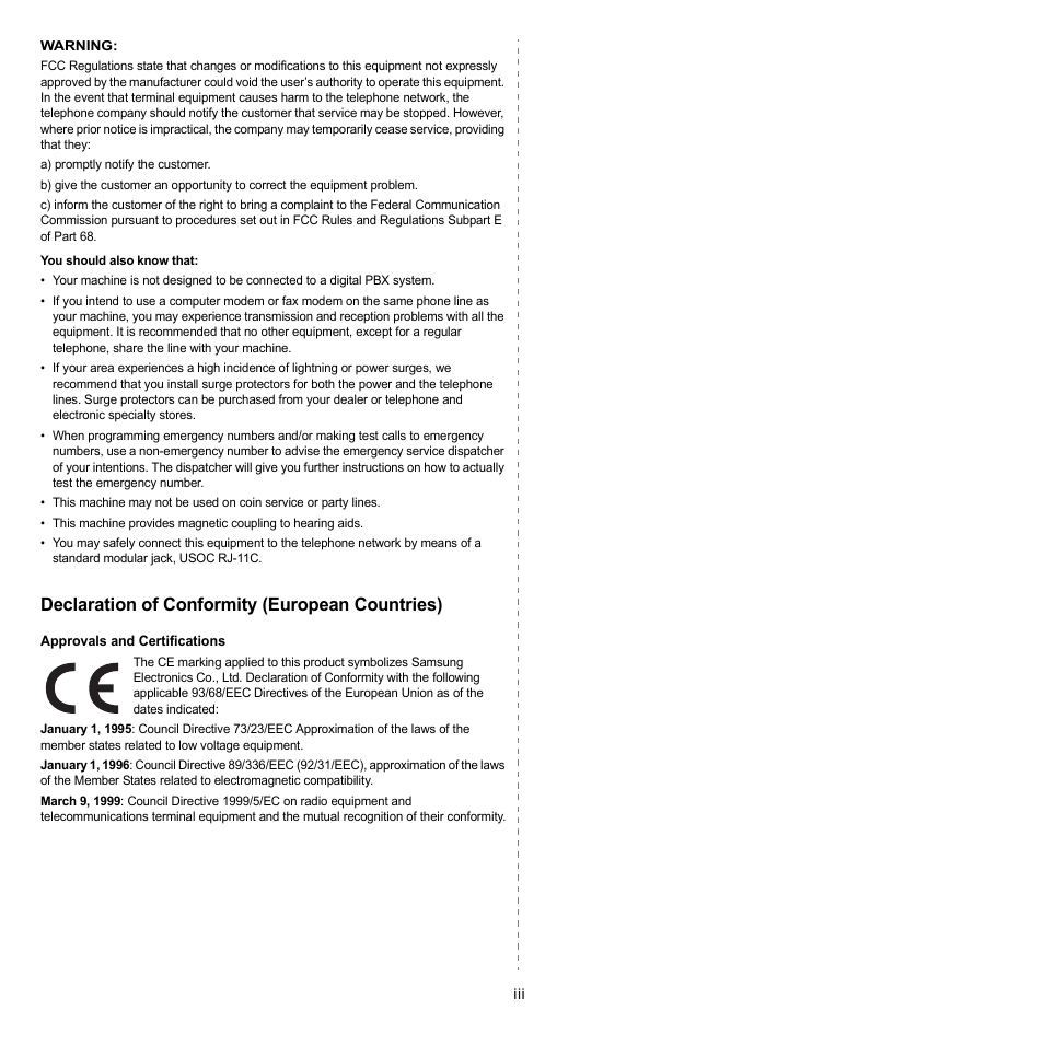 Declaration of conformity (european countries) | Muratec MFX-3050 User Manual | Page 8 / 142