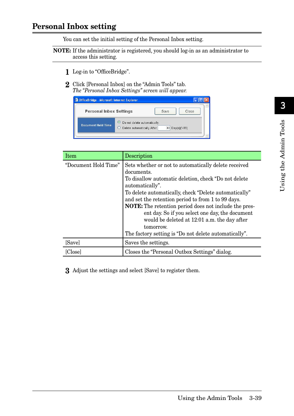 Personal inbox setting, Personal inbox setting -39 | Muratec MFX-2030 User Manual | Page 113 / 189