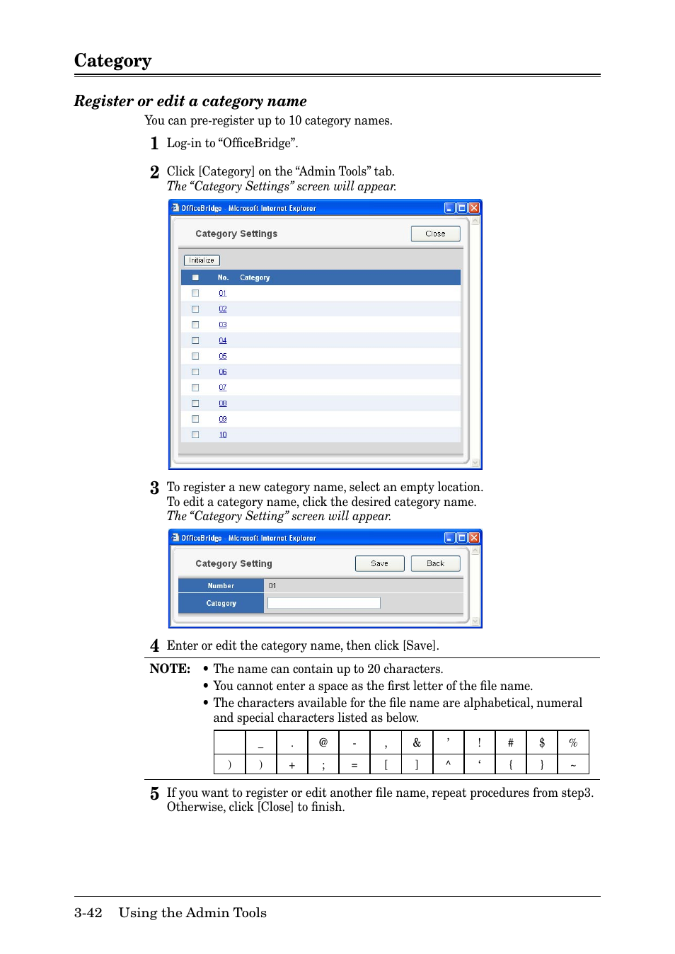 Category, Category -42, Register or edit a category name | Muratec MFX-2030 User Manual | Page 116 / 189