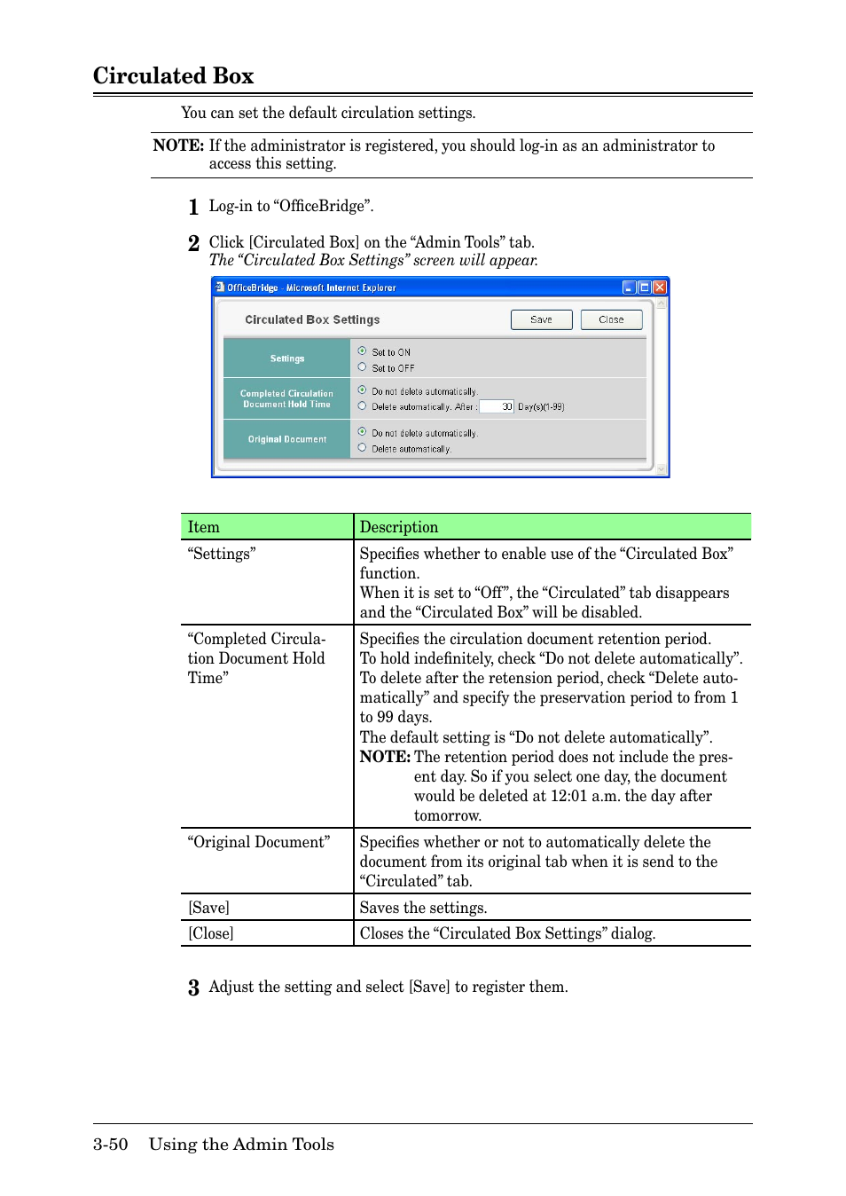 Circulated box, Circulated box -50 | Muratec MFX-2030 User Manual | Page 124 / 189
