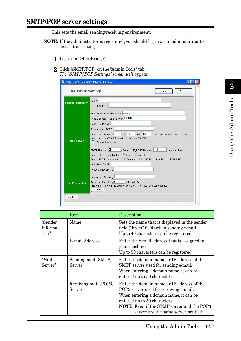 Smtp/pop server settings, Smtp/pop server settings -57 | Muratec MFX-2030 User Manual | Page 131 / 189