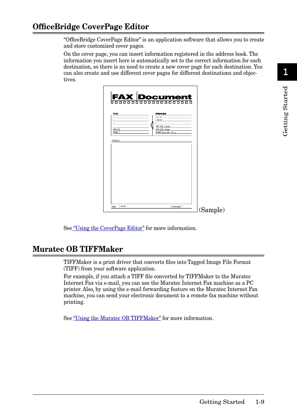 Muratec ob tiffmaker, Muratec ob tiffmaker -9, 12 13 ai | Ofﬁcebridge coverpage editor | Muratec MFX-2030 User Manual | Page 14 / 189