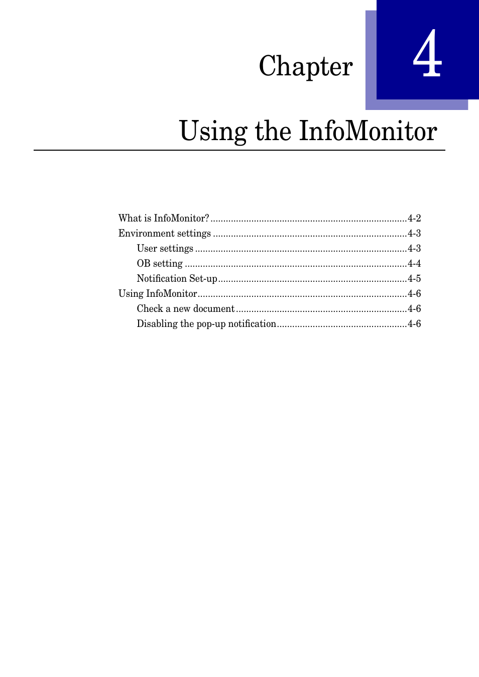 Using the infomonitor, Chapter 4, Using the infomonitor -1 | Chapter using the infomonitor | Muratec MFX-2030 User Manual | Page 151 / 189