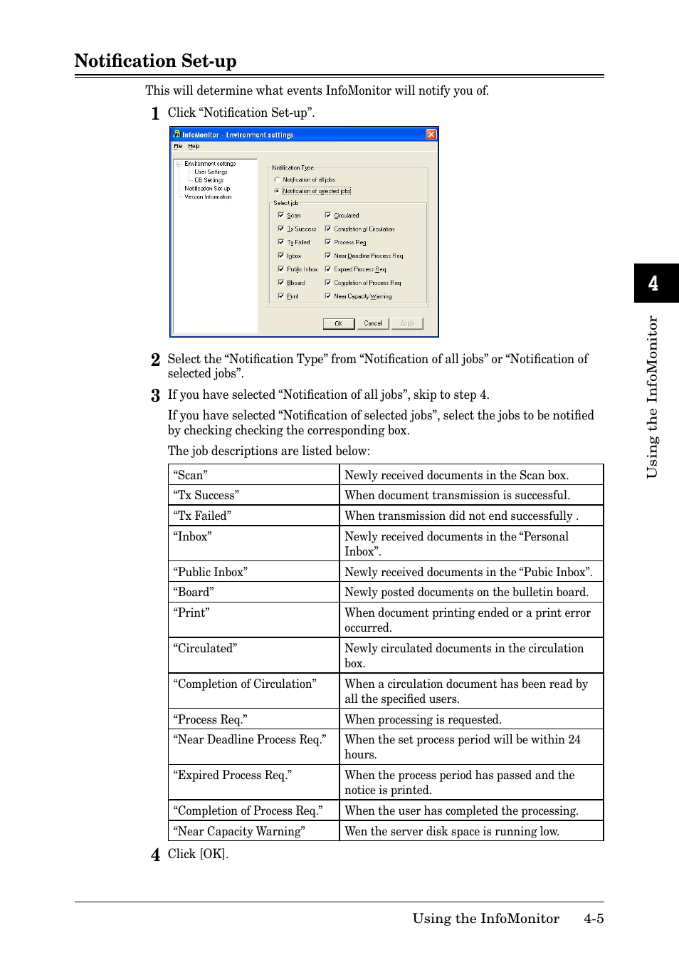 Notification set-up, Notiﬁcation set-up -5, Notiﬁcation set-up | Muratec MFX-2030 User Manual | Page 155 / 189