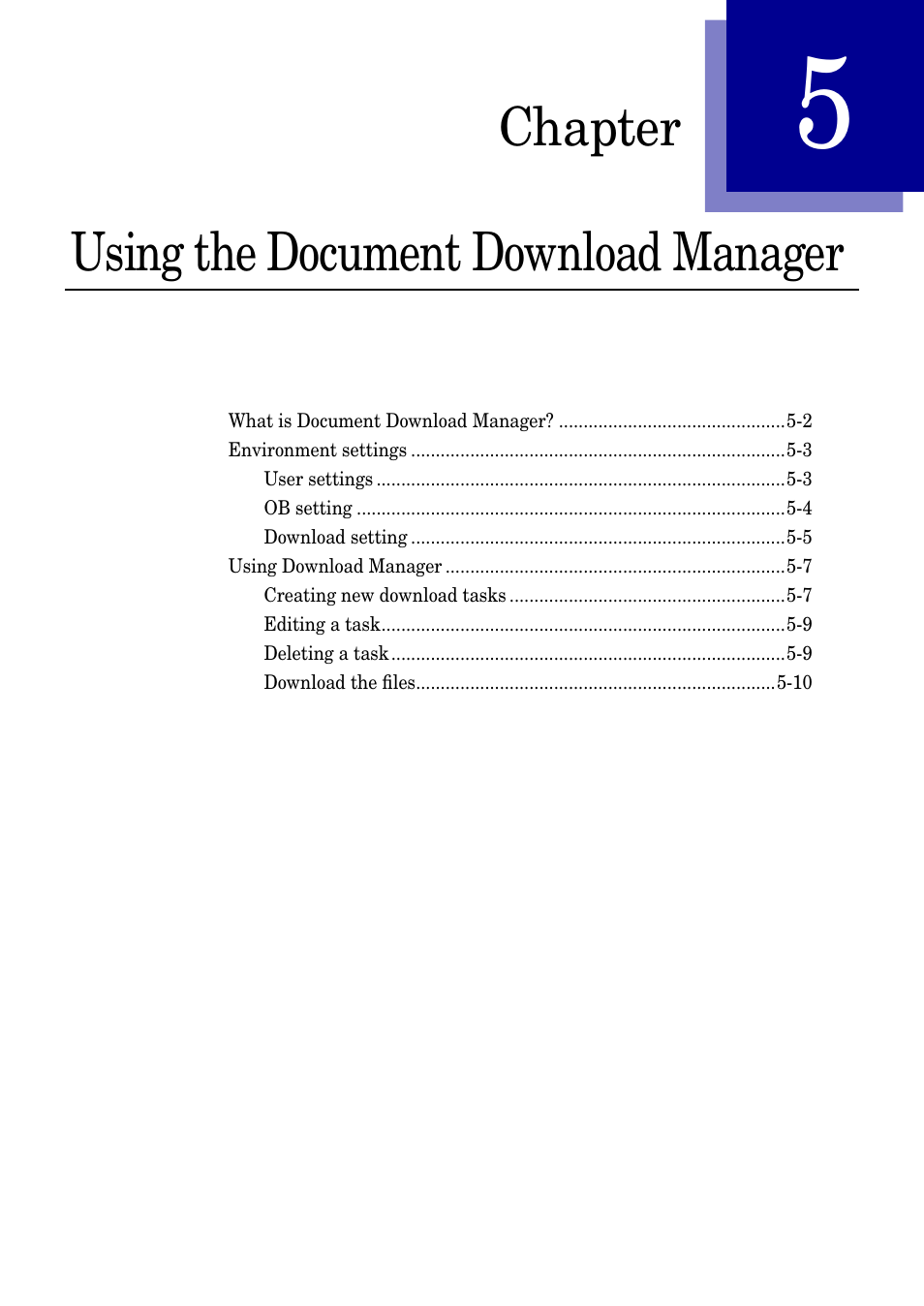 Using the document download manager, Chapter 5, Using the document download manager -1 | Chapter using the document download manager | Muratec MFX-2030 User Manual | Page 157 / 189