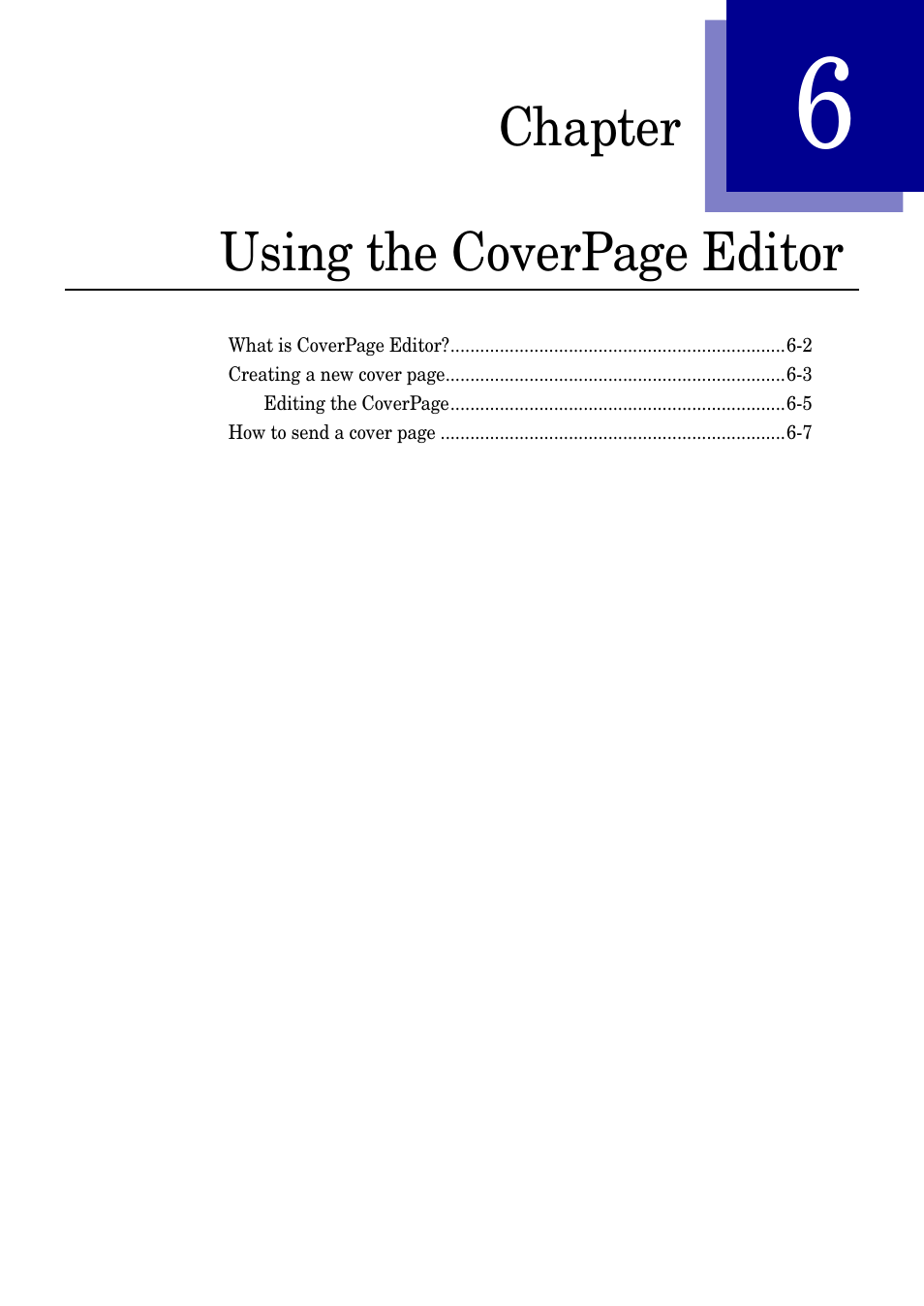 Chapter 6, Chapter using the coverpage editor | Muratec MFX-2030 User Manual | Page 167 / 189