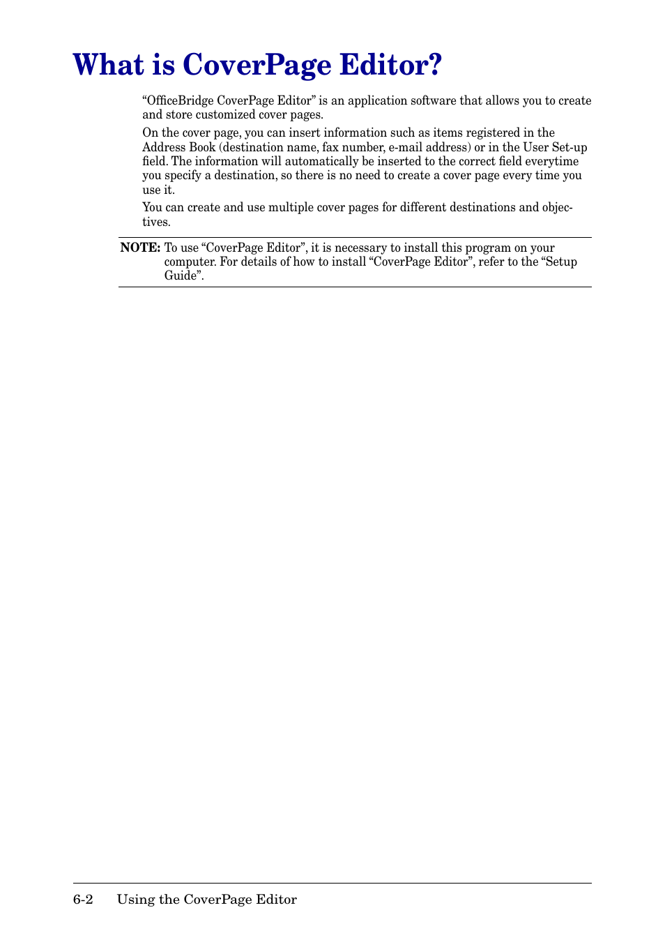 What is coverpage editor | Muratec MFX-2030 User Manual | Page 168 / 189