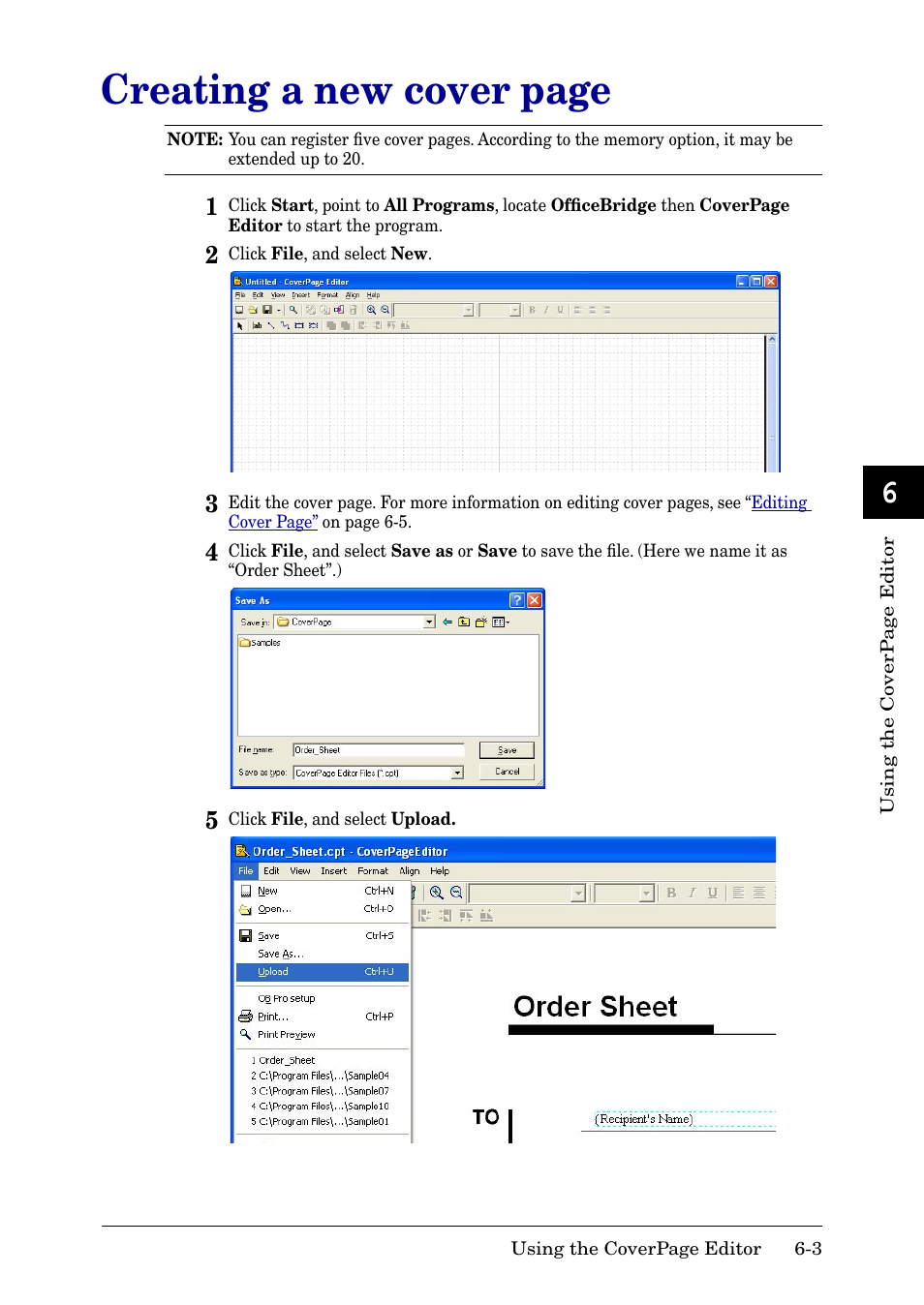 Creating a new cover page | Muratec MFX-2030 User Manual | Page 169 / 189