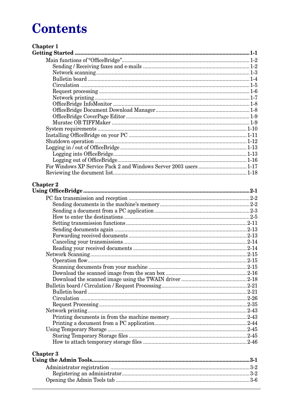 Muratec MFX-2030 User Manual | Page 2 / 189