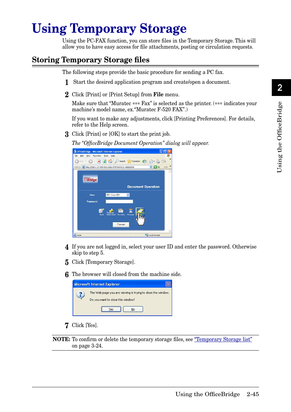 Using temporary storage, Storing temporary storage files, Using temporary storage -45 | Storing temporary storage ﬁles -45, 13 ai, Storing temporary storage ﬁles | Muratec MFX-2030 User Manual | Page 72 / 189