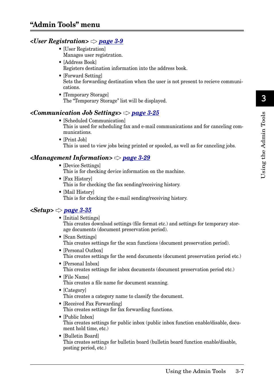 Admin tools” menu, Admin tools” menu -7 | Muratec MFX-2030 User Manual | Page 81 / 189