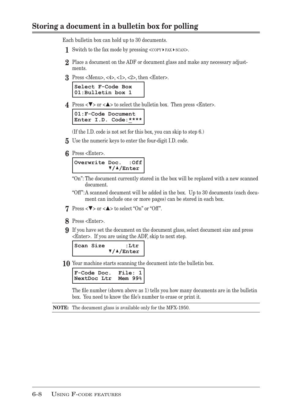 Storing a document in a bulletin box for polling | Muratec MFX-1950 User Manual | Page 112 / 198