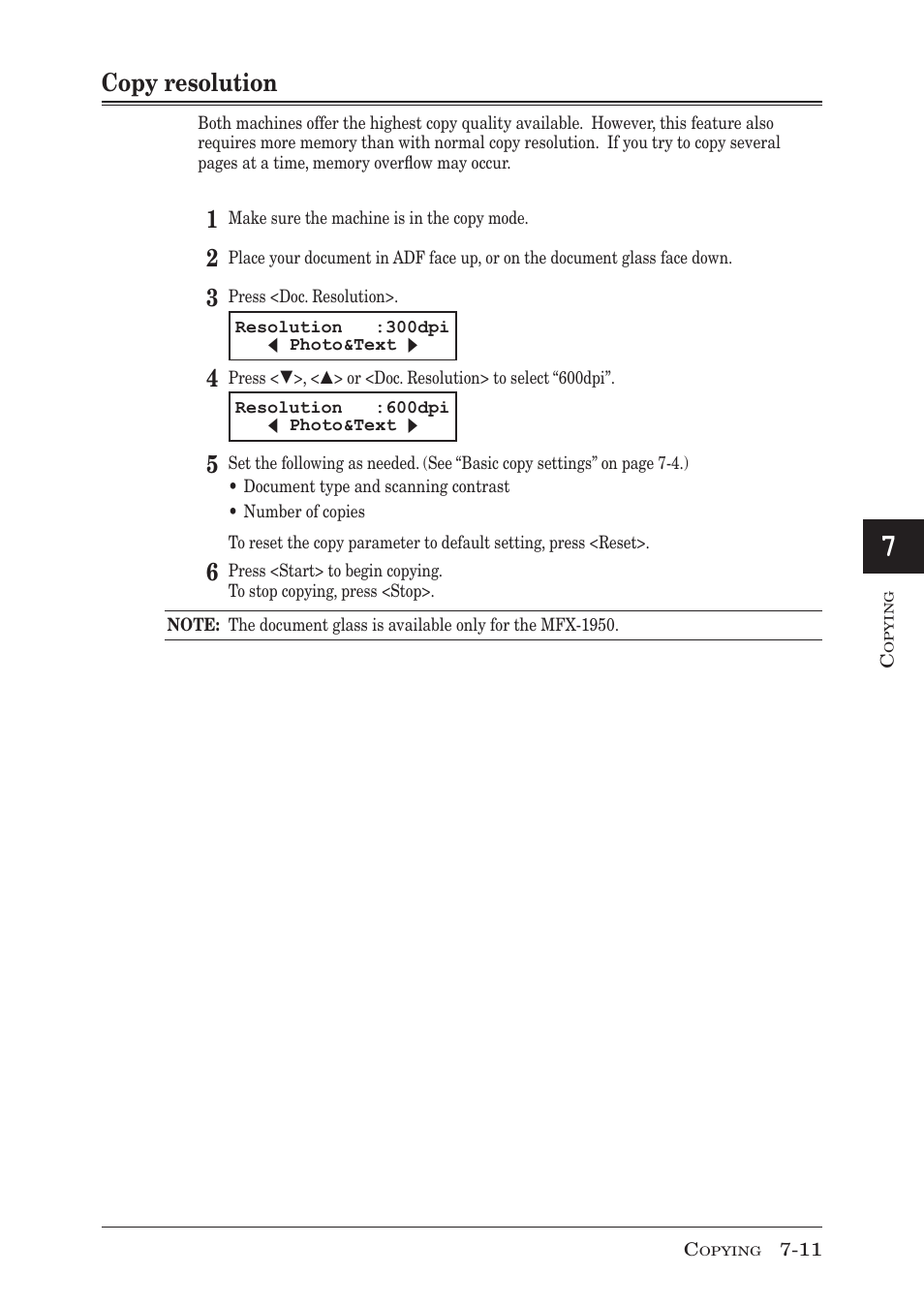 Copy resolution, Copy resolution -11 | Muratec MFX-1950 User Manual | Page 127 / 198