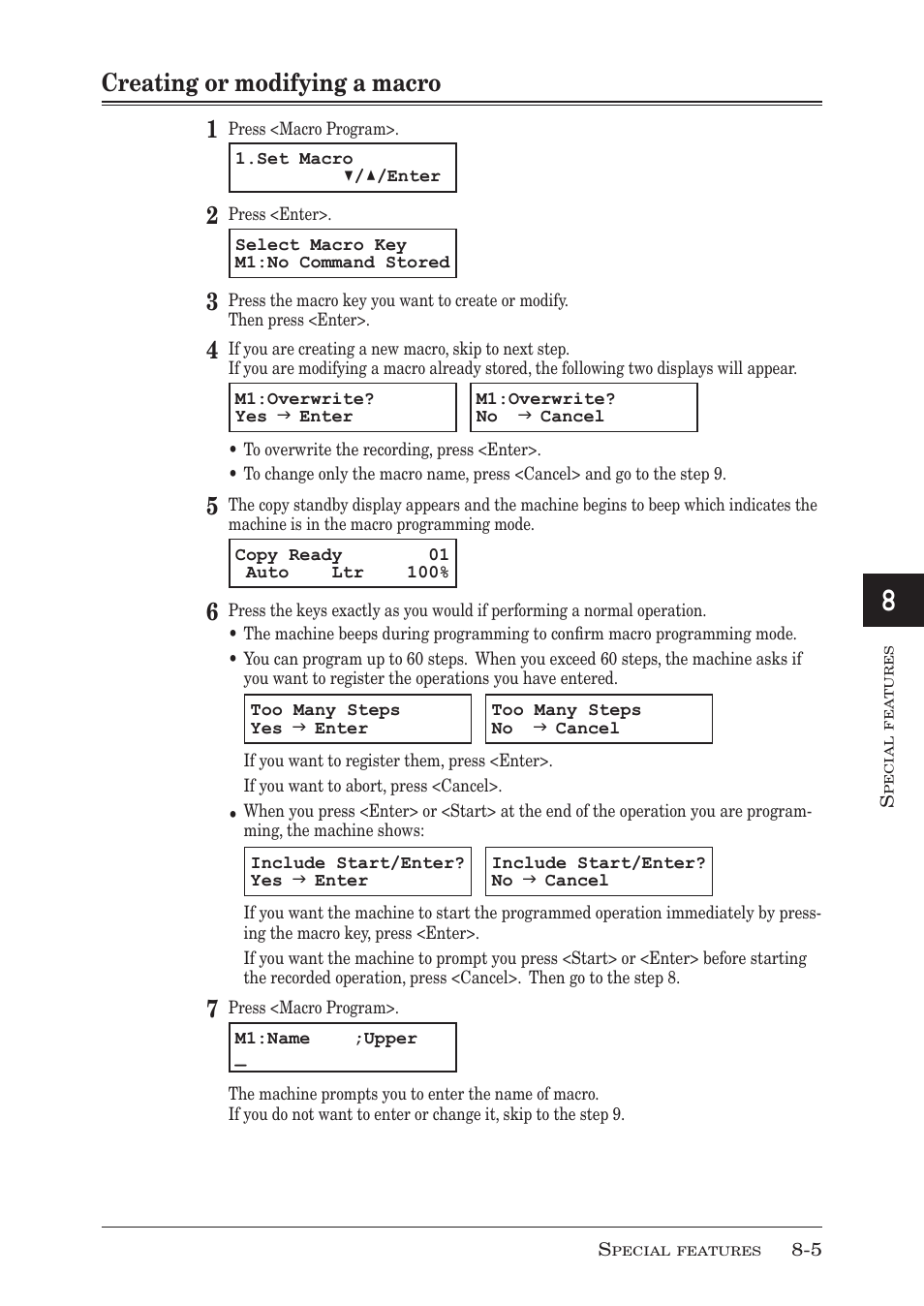Creating or modifying a macro, Creating or modifying a macro -5, Creating or modifying a macro 1 | Muratec MFX-1950 User Manual | Page 133 / 198