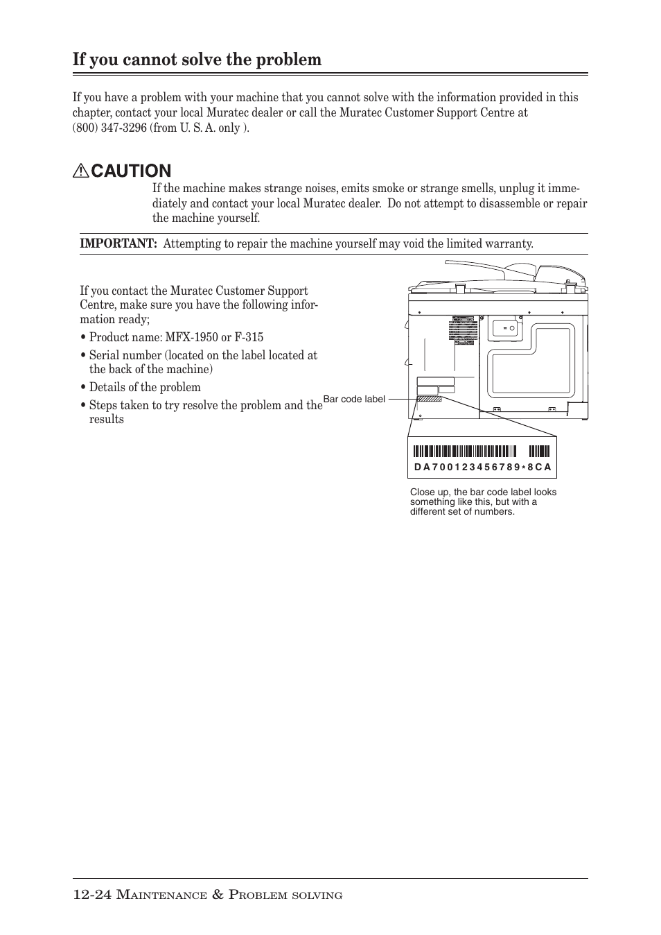 If you cannot solve the problem, If you cannot solve the problem -24 | Muratec MFX-1950 User Manual | Page 188 / 198
