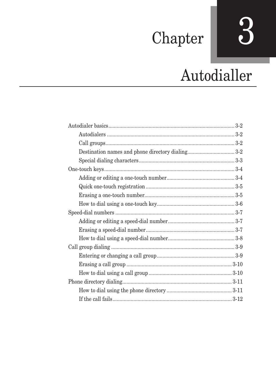 Chapter3 autodialler, Chapter 3, Autodialler -1 | Chapter autodialler | Muratec MFX-1950 User Manual | Page 55 / 198