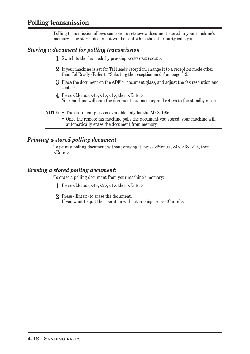 Polling transmission, Polling transmission -18 | Muratec MFX-1950 User Manual | Page 84 / 198