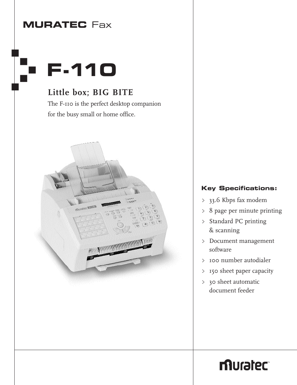 Muratec f-110 User Manual | 2 pages