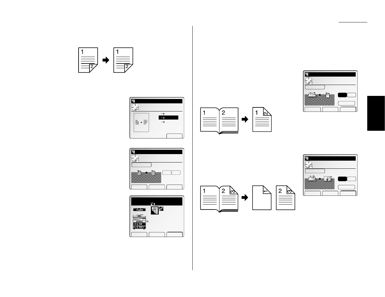 Making duplex copies from 2-sided documents, Making duplex copies from facing pages of the book | Muratec Fax Machine User Manual | Page 41 / 187