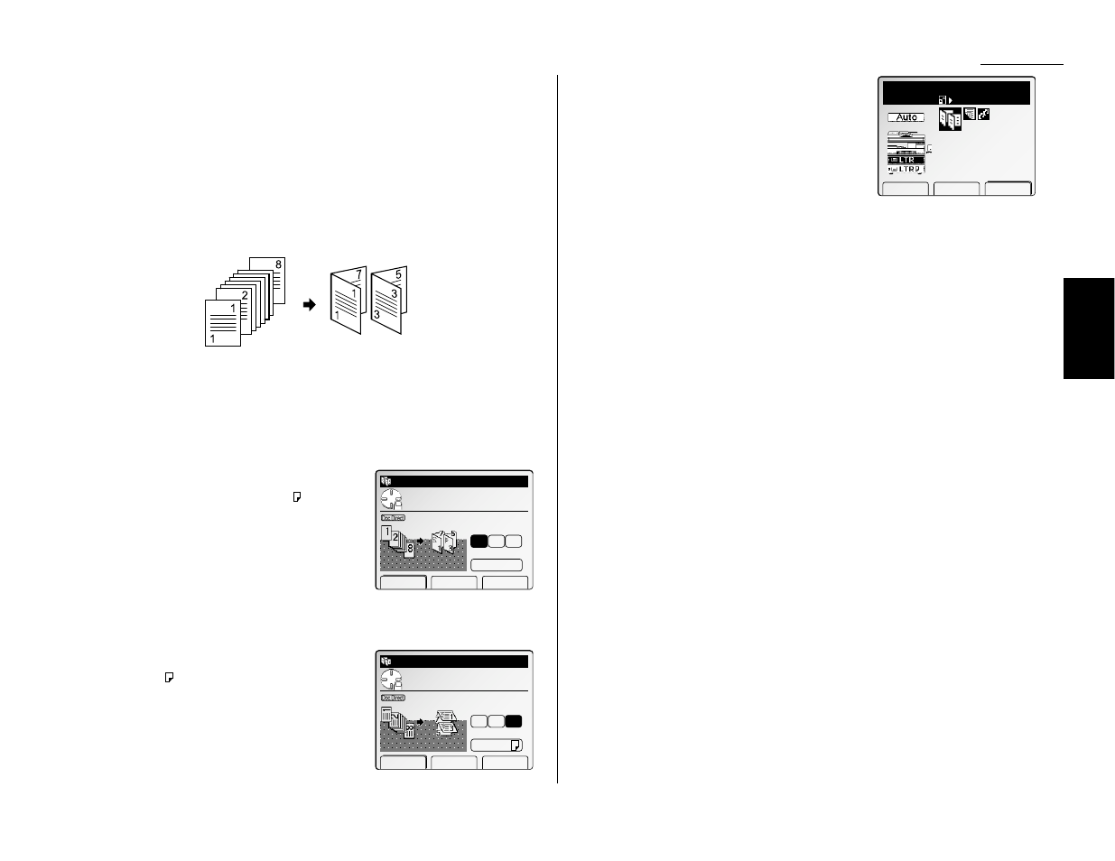 Booklet copies, Making a booklet copy from eight 1-sided documents | Muratec Fax Machine User Manual | Page 43 / 187