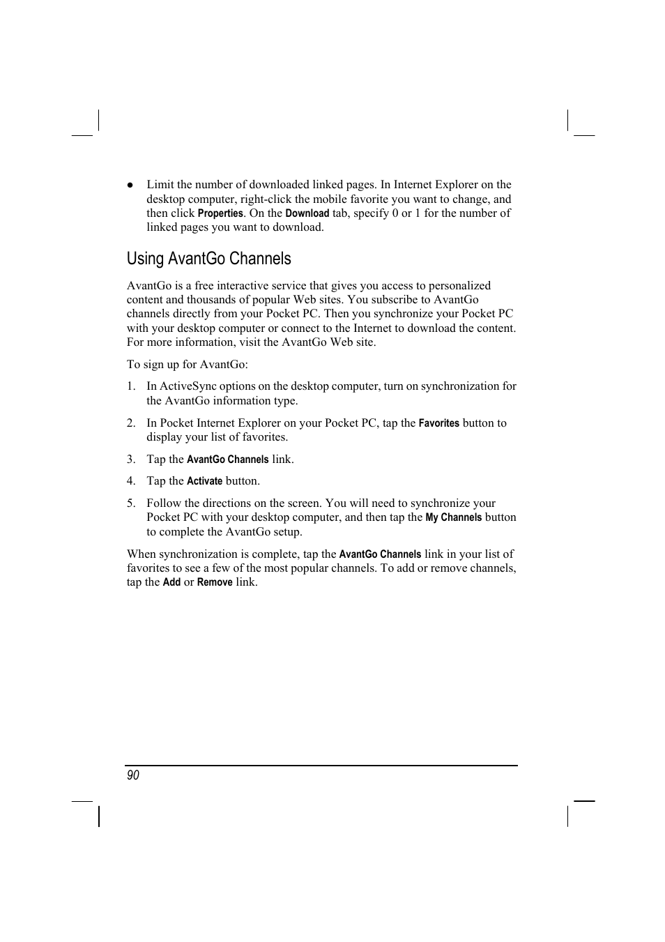 Using avantgo channels | Mio 168 User Manual | Page 100 / 119