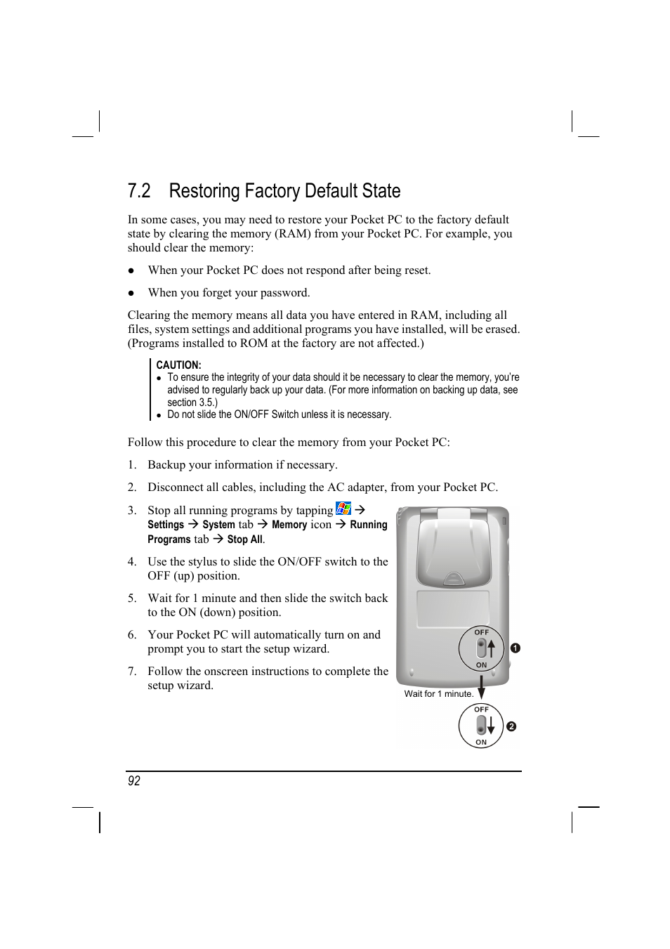 Restoring factory default state, 2 restoring factory default state | Mio 168 User Manual | Page 102 / 119