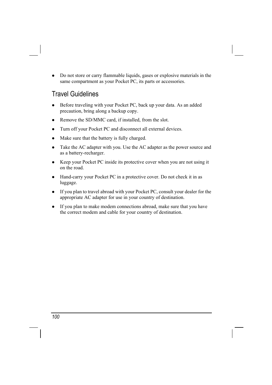 Travel guidelines | Mio 168 User Manual | Page 110 / 119