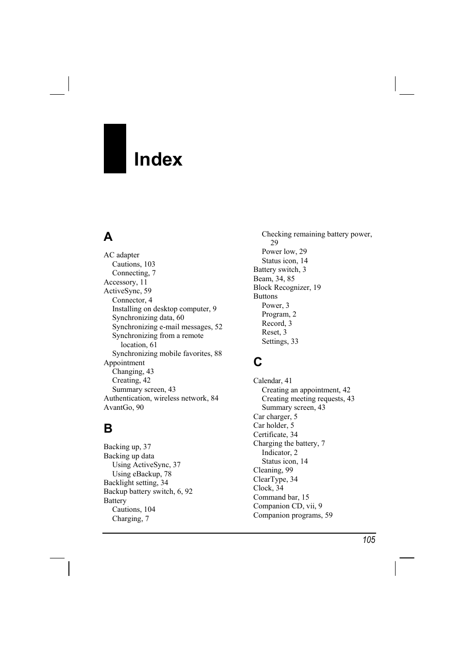 Index | Mio 168 User Manual | Page 115 / 119