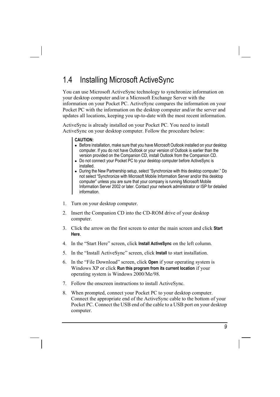 Installing microsoft activesync, 4 installing microsoft activesync | Mio 168 User Manual | Page 19 / 119