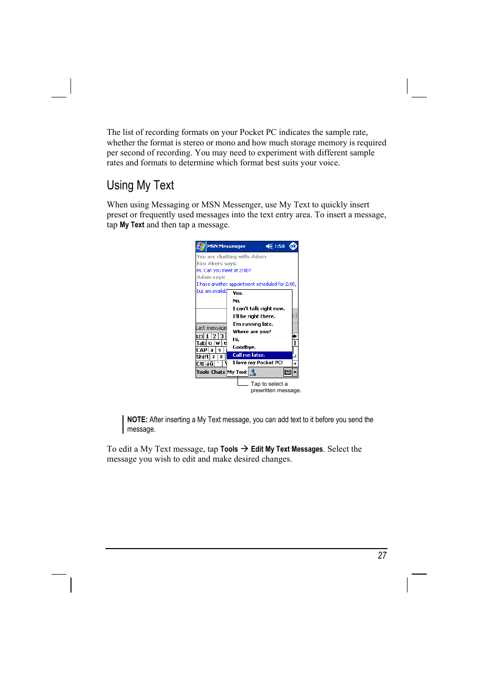 Using my text | Mio 168 User Manual | Page 37 / 119