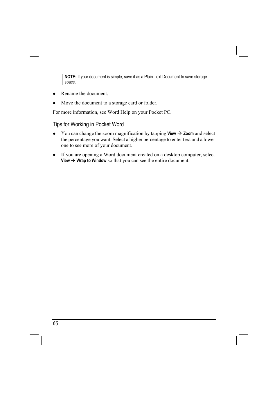Tips for working in pocket word | Mio 168 User Manual | Page 76 / 119