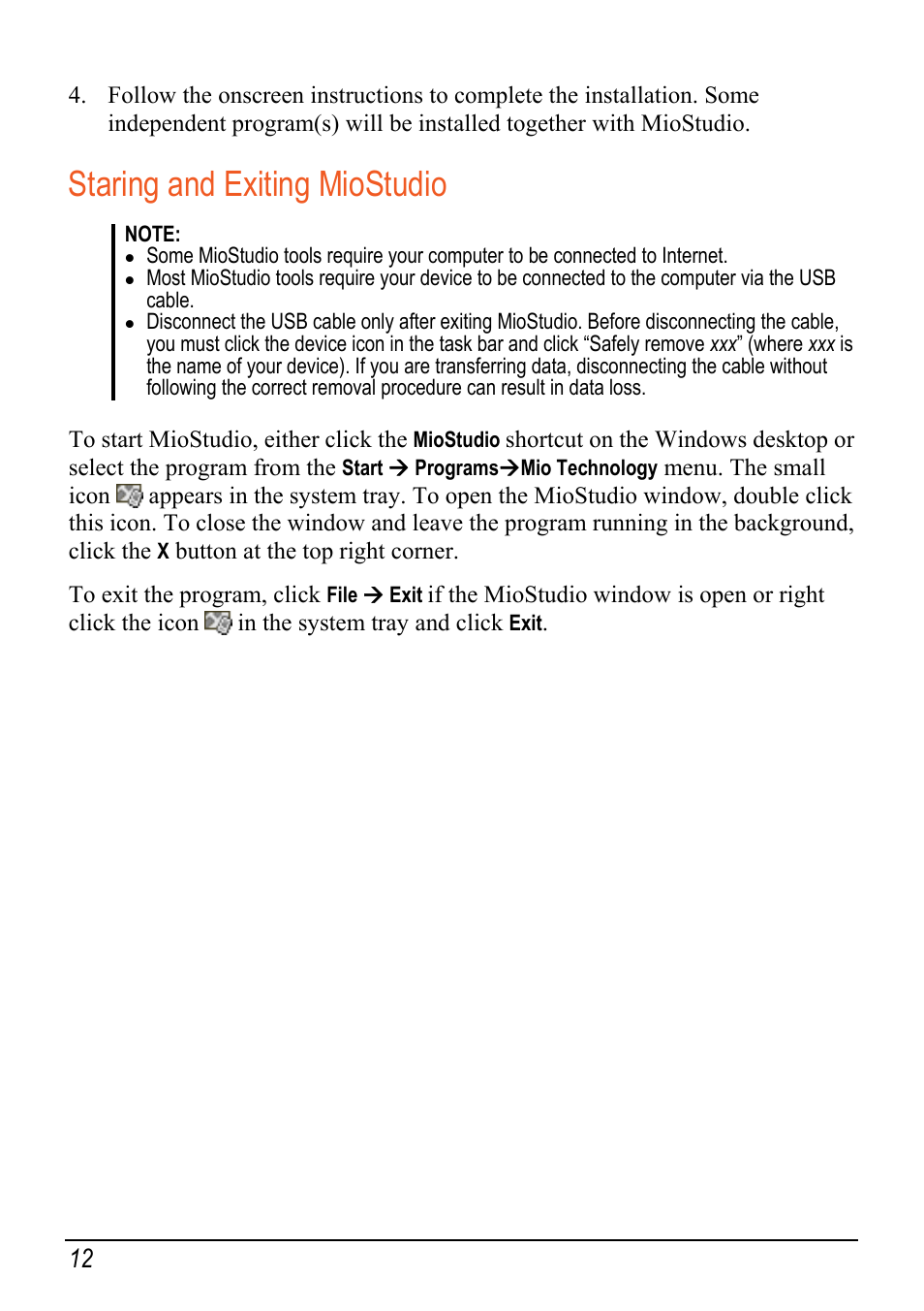 Staring and exiting miostudio | Mio Digi Walker C620t User Manual | Page 18 / 37