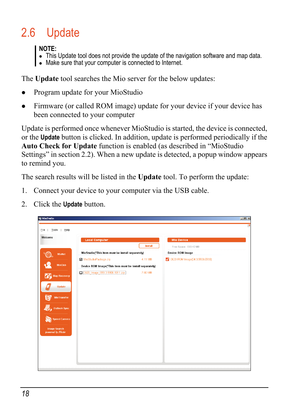 6 update, Update | Mio Digi Walker C620t User Manual | Page 24 / 37