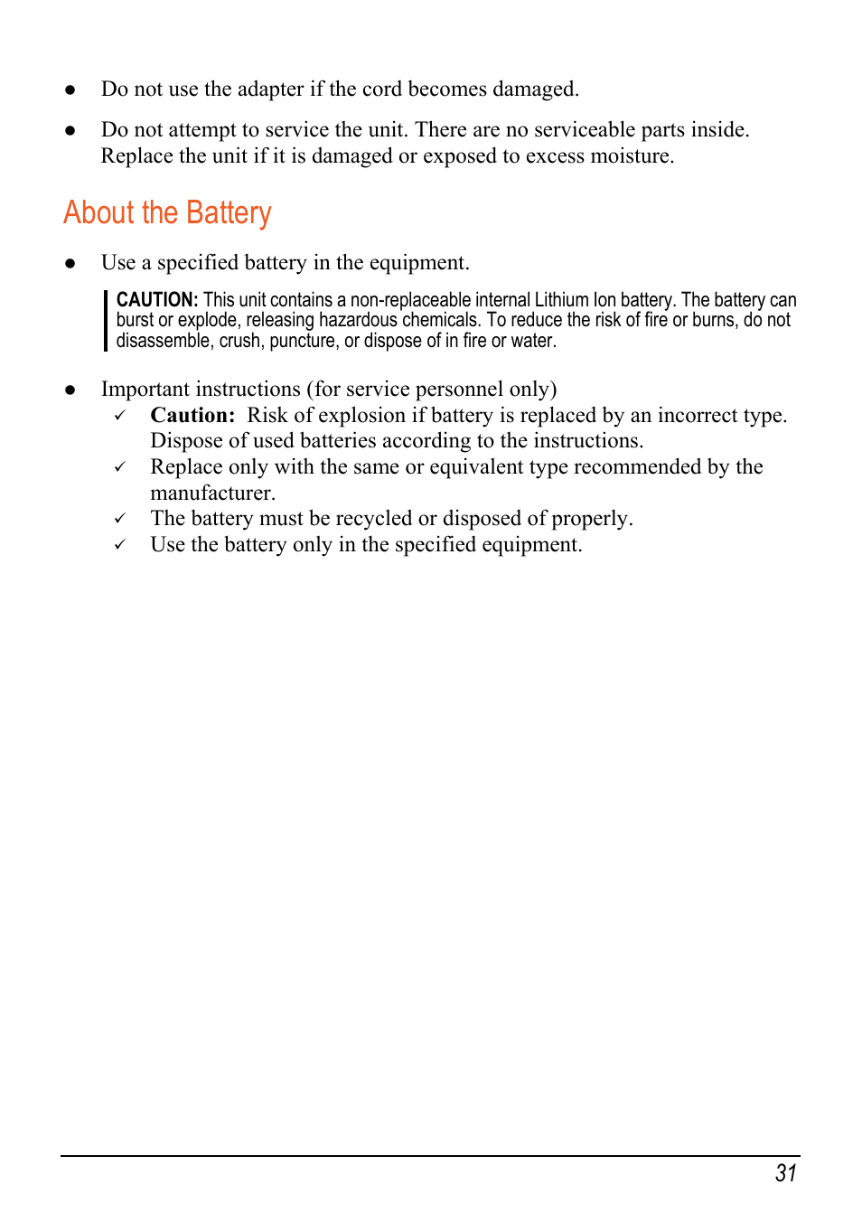 About the battery | Mio Digi Walker C620t User Manual | Page 37 / 37