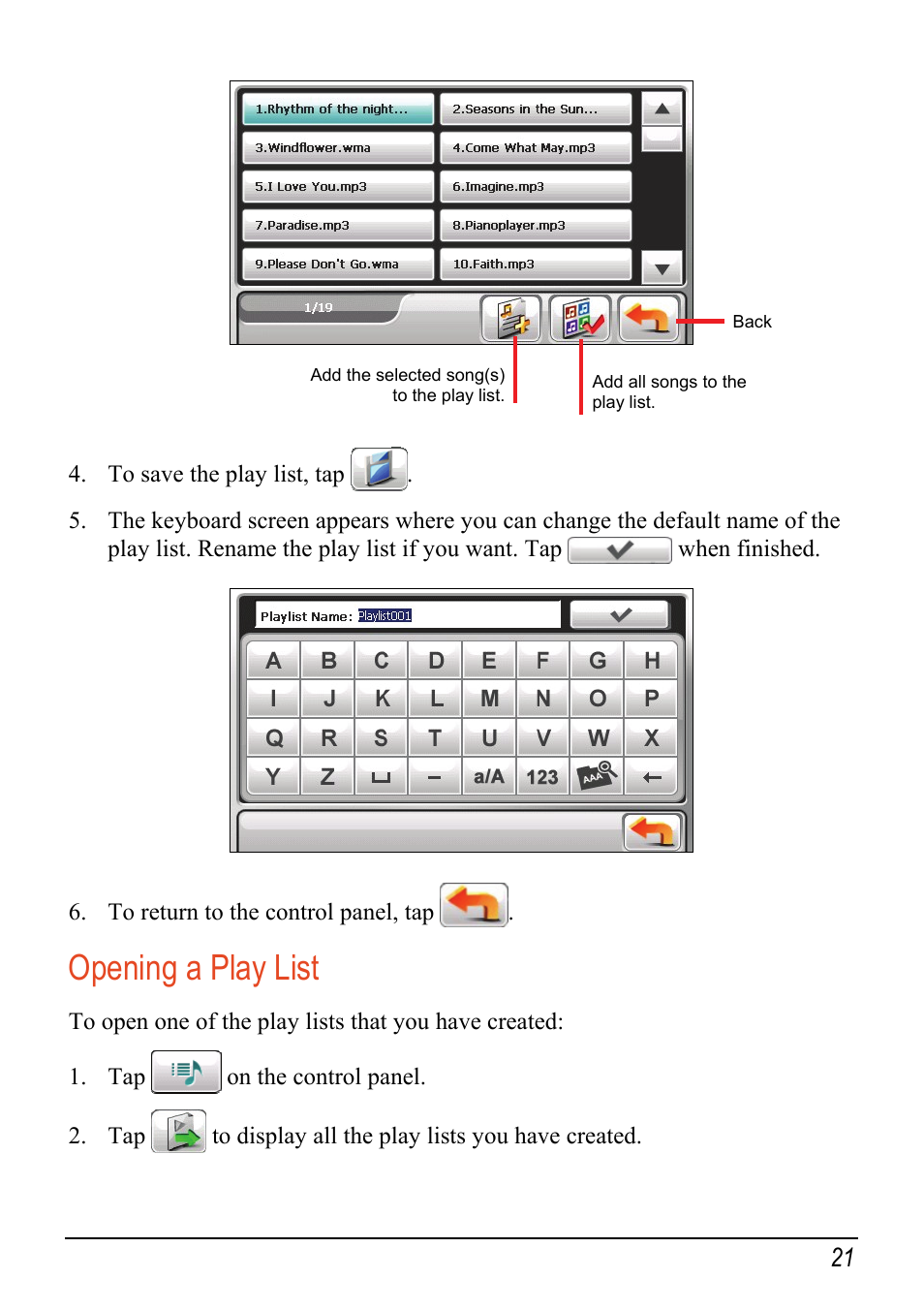 Opening a play list | Mio C520 User Manual | Page 29 / 97