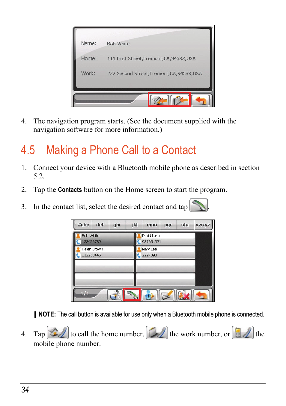 5 making a phone call to a contact, Making a phone call to a contact | Mio C520 User Manual | Page 42 / 97