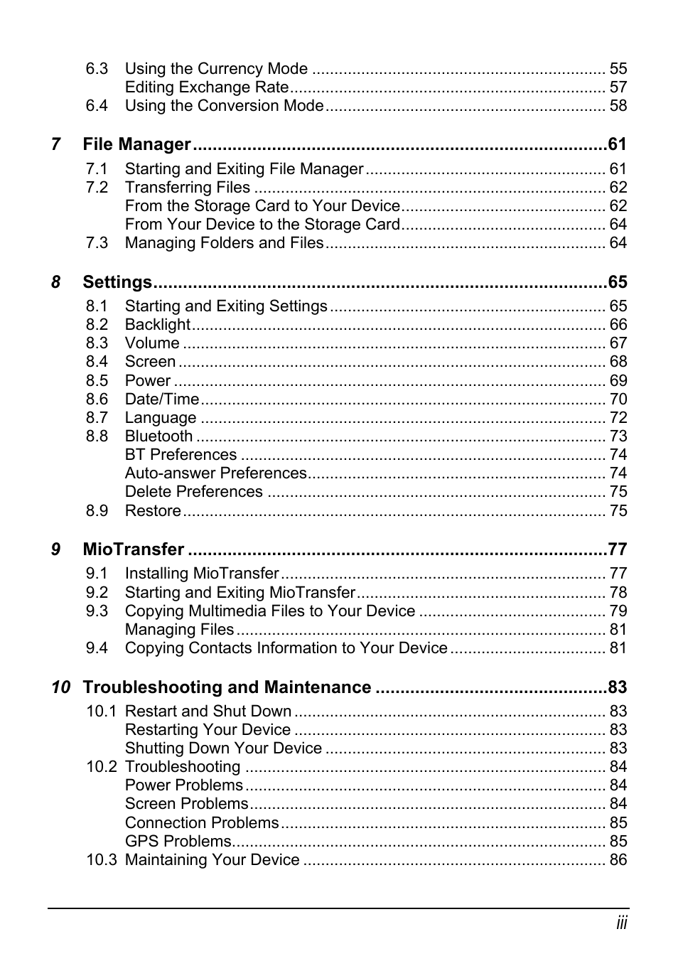 Mio C520 User Manual | Page 5 / 97