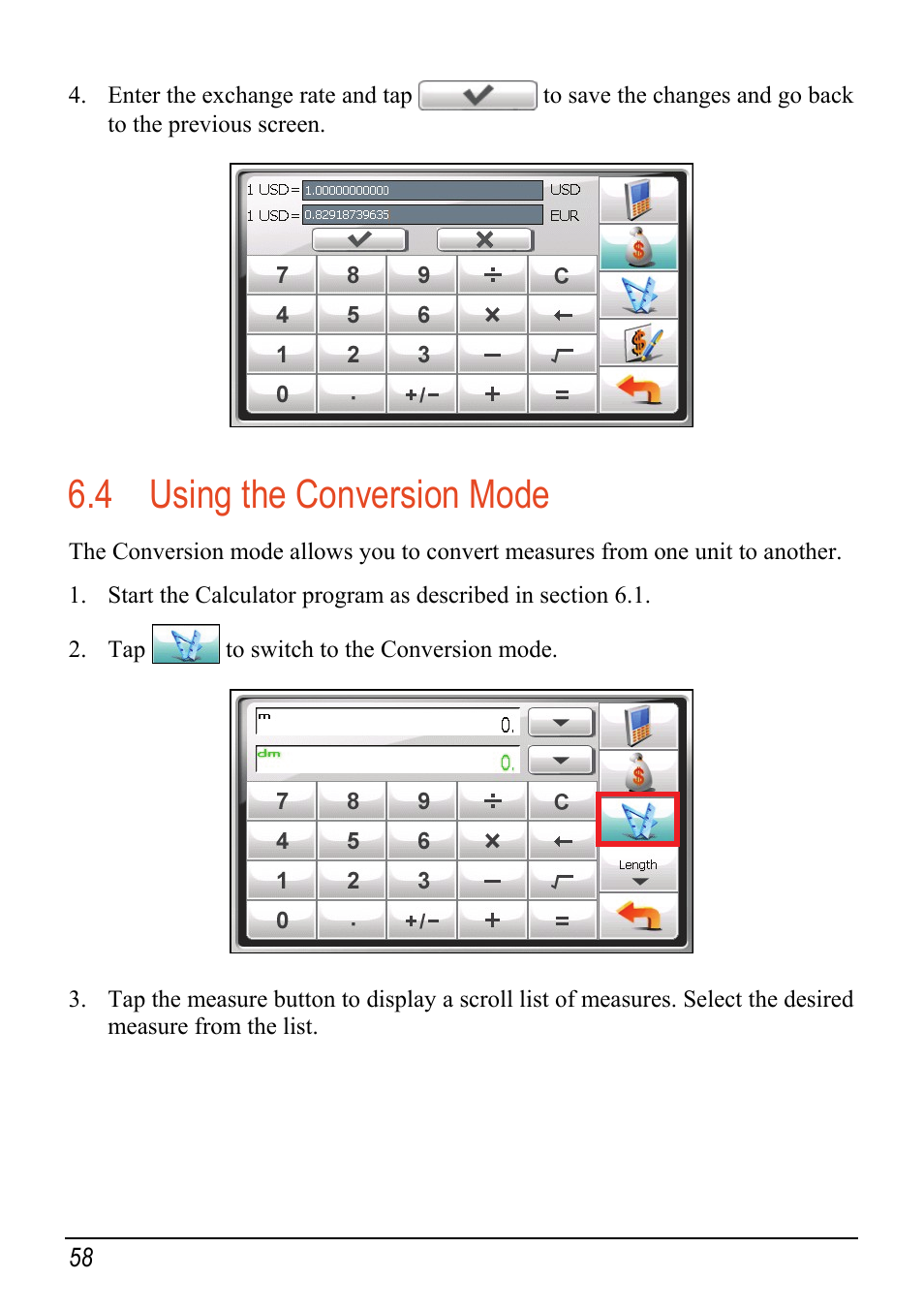4 using the conversion mode, Using the conversion mode | Mio C520 User Manual | Page 66 / 97