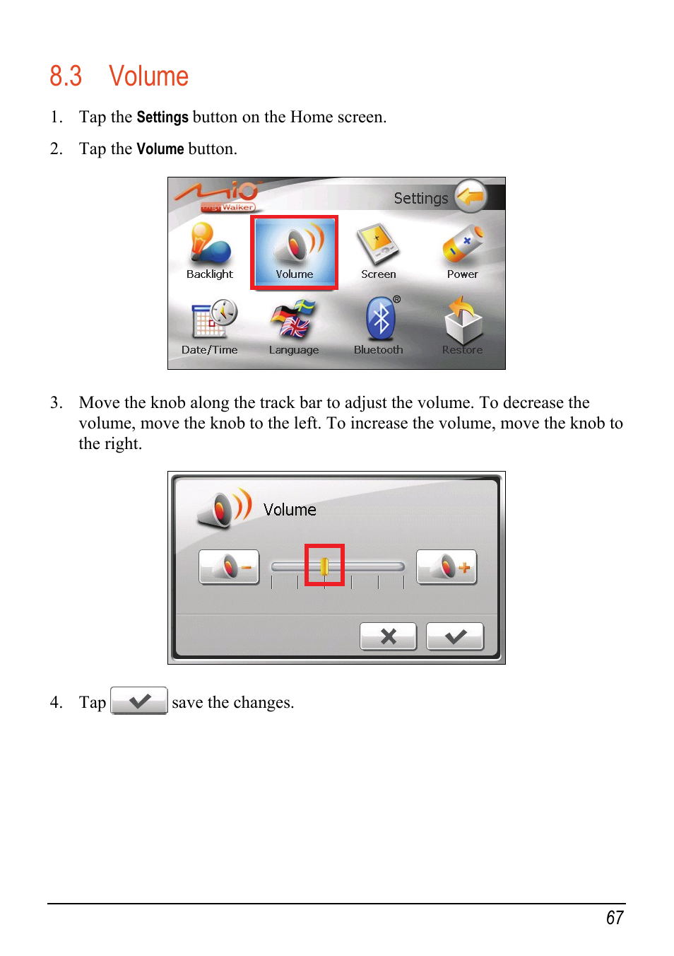 3 volume, Volume | Mio C520 User Manual | Page 75 / 97