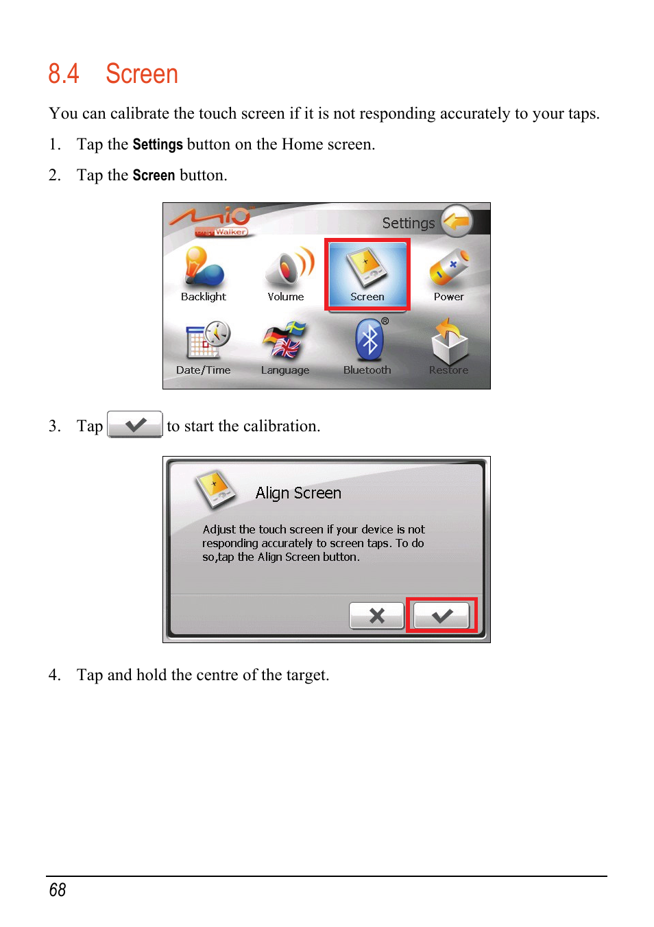 4 screen, Screen | Mio C520 User Manual | Page 76 / 97