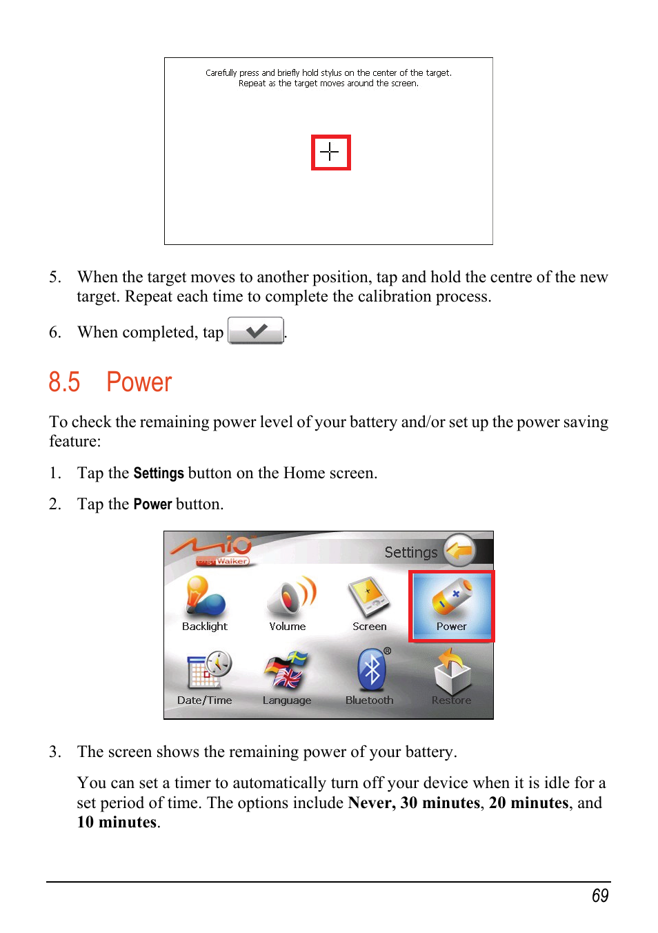 5 power, Power | Mio C520 User Manual | Page 77 / 97