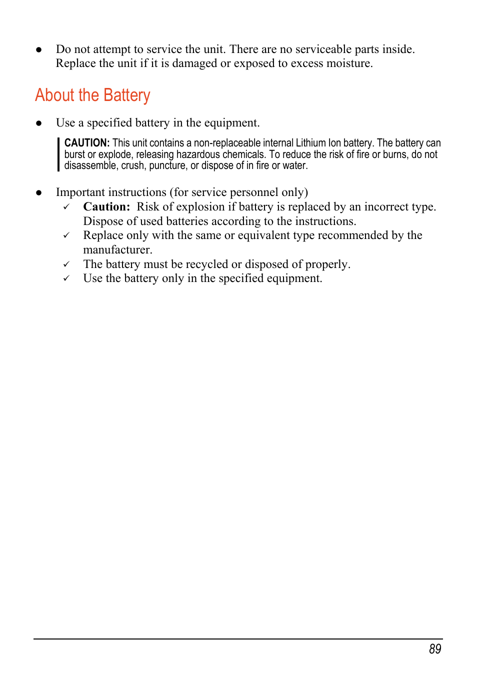 About the battery | Mio C520 User Manual | Page 97 / 97