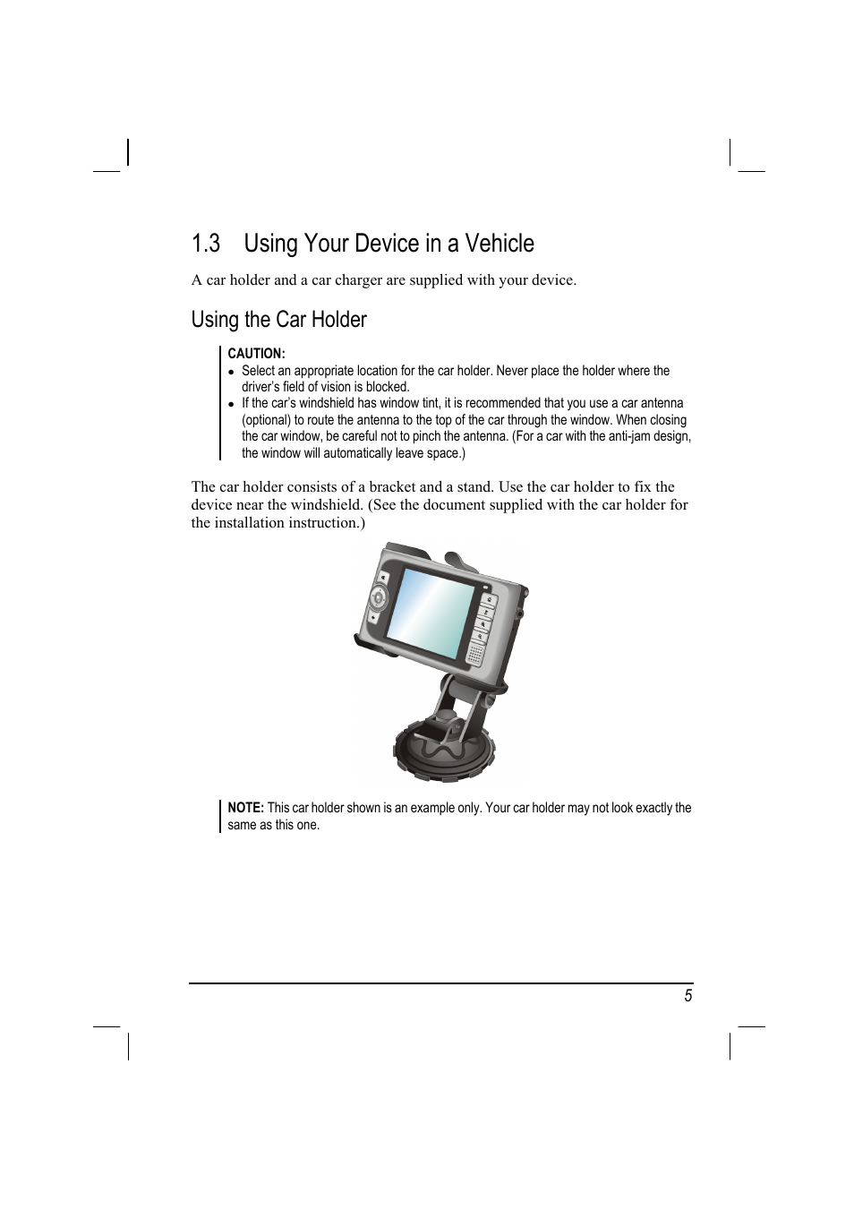 Using your device in a vehicle, Using the car holder, 3 using your device in a vehicle | Mio 268 User Manual | Page 13 / 64