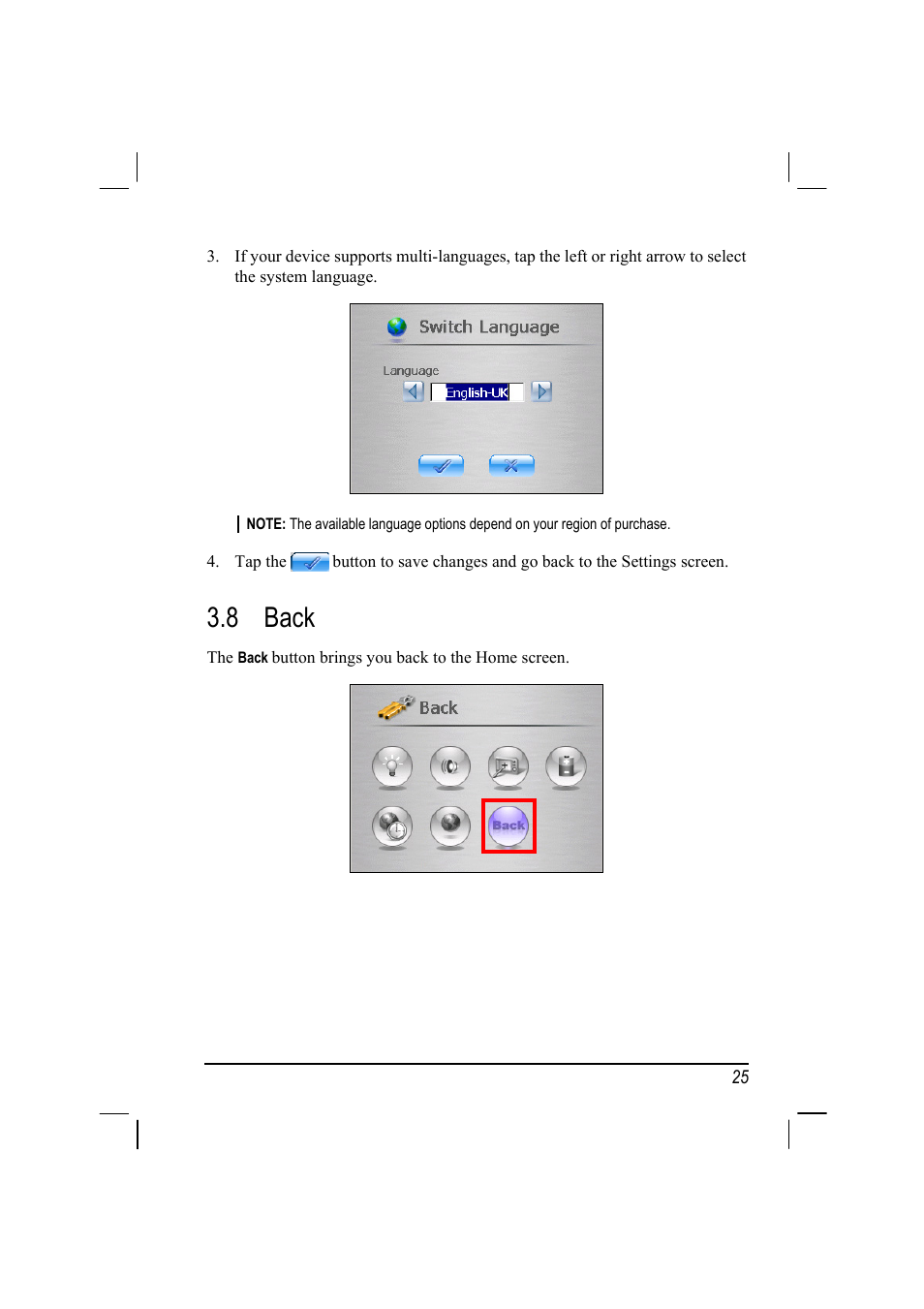 Back, 8 back | Mio 268 User Manual | Page 33 / 64