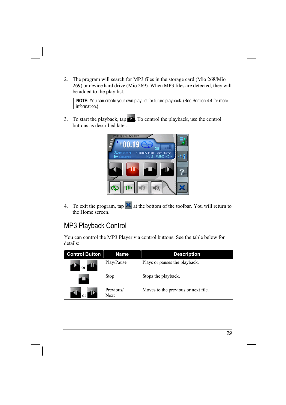 Mp3 playback control | Mio 268 User Manual | Page 37 / 64