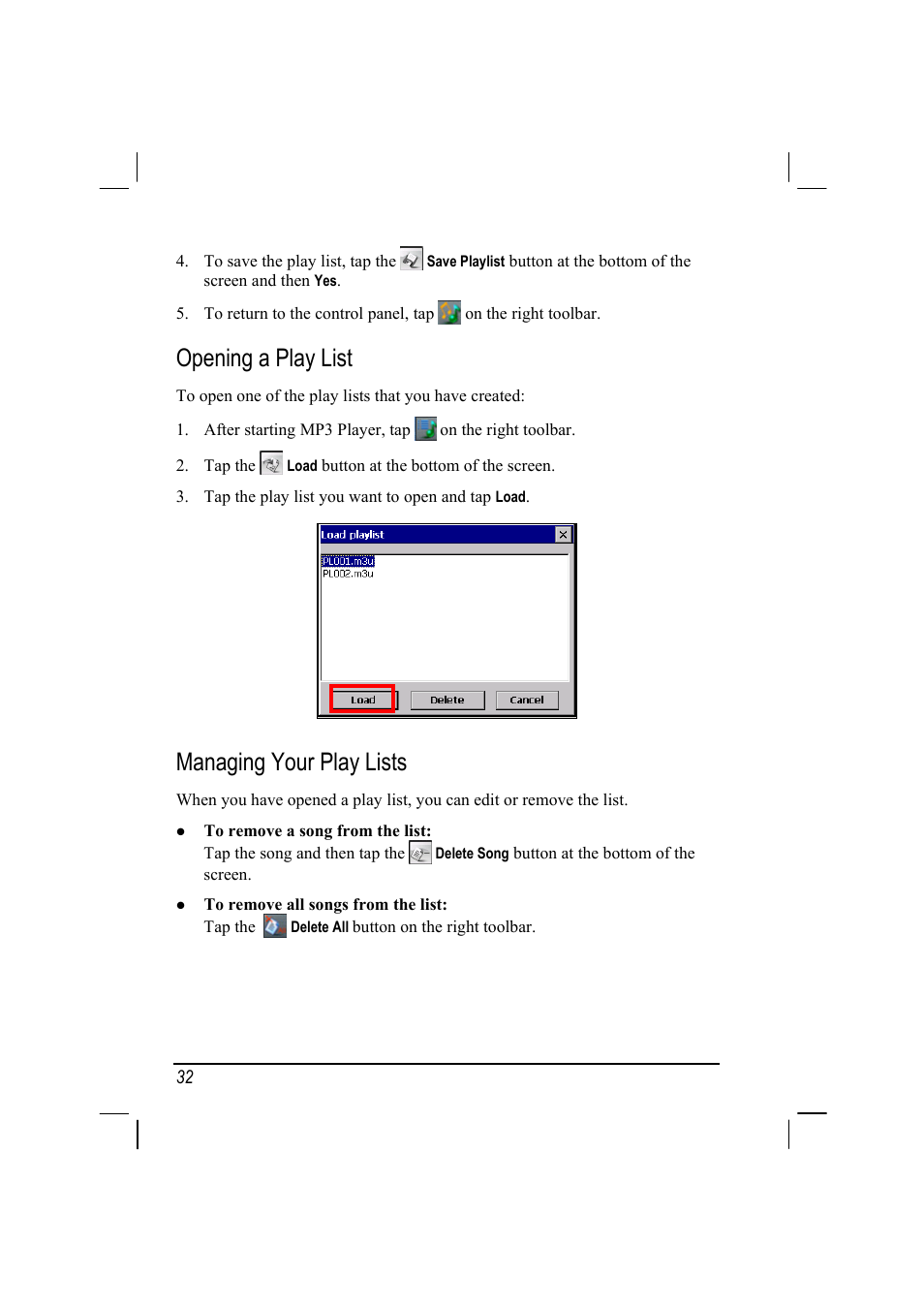 Opening a play list, Managing your play lists | Mio 268 User Manual | Page 40 / 64