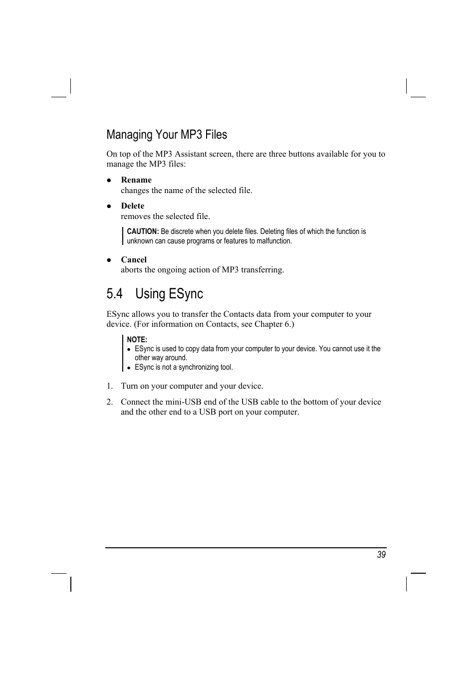 Managing your mp3 files, Using esync, 4 using esync | Mio 268 User Manual | Page 47 / 64