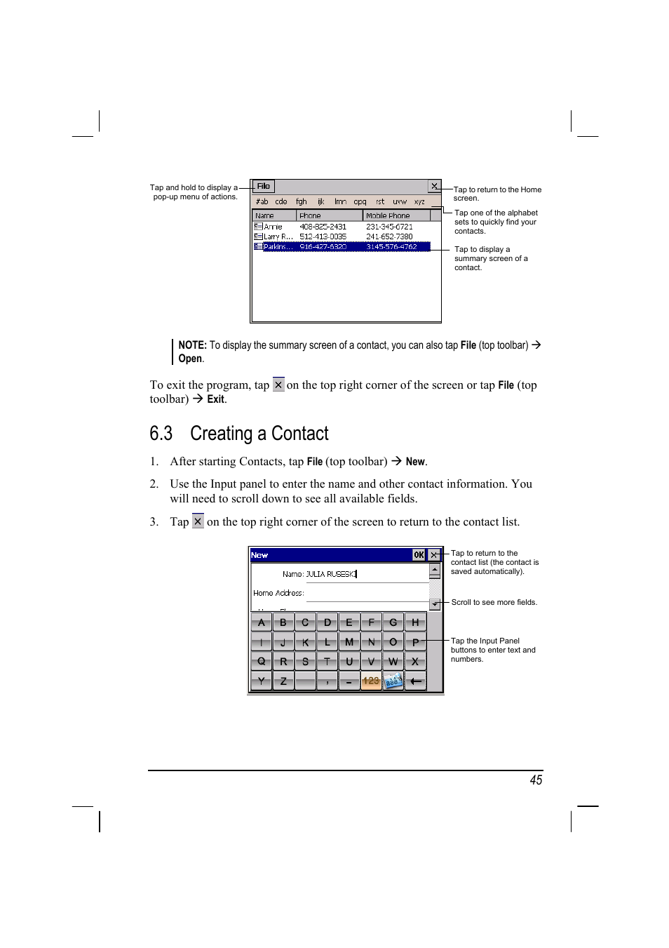 Creating a contact, 3 creating a contact | Mio 268 User Manual | Page 53 / 64