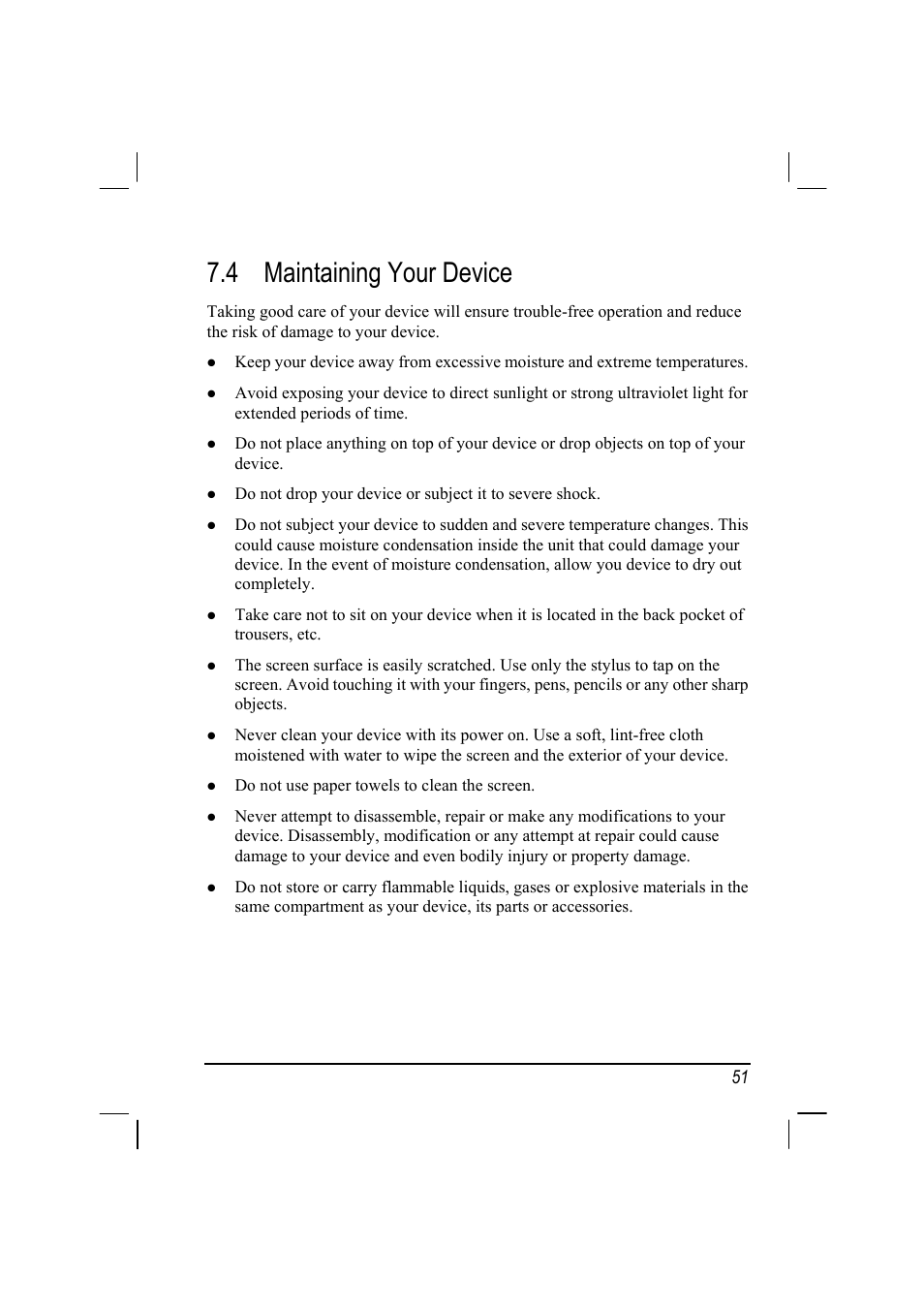 Maintaining your device, 4 maintaining your device | Mio 268 User Manual | Page 59 / 64